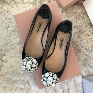 Miu Miu ballerina flats with Swarovski crystals